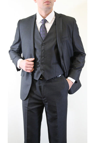 Ultra Slim Fit 3 Piece Men's Suit - LA154SA - CHARCOAL - Mens Suits LA Merchandise
