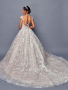 Load image into Gallery viewer, Wholesale Lace Ball Gown Wedding Dress with Illusion Bodice, Cap Sleeves &amp; Cathedral Train by LADK485 - - Dresses LAD