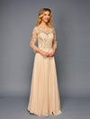 Load image into Gallery viewer, Wholesale A-Line Long Sleeve Lace Chiffon Evening Gown Sheer Illusion Bodice by LADK309