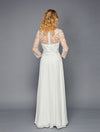 Load image into Gallery viewer, Wholesale A-Line Long Sleeve Lace Chiffon Evening Gown Sheer Illusion Bodice by LADK309