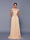 Load image into Gallery viewer, Wholesale Illusion Bateau Cap Sleeve Beaded Lace Bodice A-Line Mother of the Bride Gown by LADK311