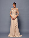 Load image into Gallery viewer, Wholesale Elegant Lace Bodice Chiffon Long Evening Gown with 3/4 Sleeves Formal Dress by LADK313 - CHAMPAGNE - Mother of the Bride Dresses LAD