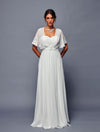 Load image into Gallery viewer, Wholesale Elegant Chiffon A-Line Evening Gown with Cape Sleeves &amp; Beaded Bodice by LADK314 - OFF WHITE - Mother of the Bride Dresses LAD