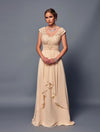 Load image into Gallery viewer, Wholesale Elegant Lace V-Neck A-Line Chiffon Mother of the Bride Long Gown by LADK315 - CHAMPAGNE - Mother of the Bride Dresses LAD