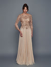 Load image into Gallery viewer, Wholesale Elegant 3/4 Length Sleeve Embellished Lace Bodice Chiffon A-Line Evening Gown by LADK320