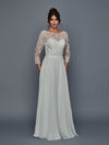 Load image into Gallery viewer, Wholesale Elegant 3/4 Length Sleeve Embellished Lace Bodice Chiffon A-Line Evening Gown by LADK320