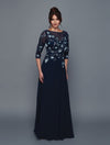 Load image into Gallery viewer, Wholesale Mother of the Bride Dress with Embroidered Illusion Bodice A-Line Gown by LADK321
