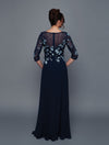 Load image into Gallery viewer, Wholesale Mother of the Bride Dress with Embroidered Illusion Bodice A-Line Gown by LADK321