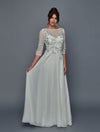 Load image into Gallery viewer, Wholesale Mother of the Bride Dress with Embroidered Illusion Bodice A-Line Gown by LADK321
