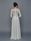 Load image into Gallery viewer, Wholesale Mother of the Bride Dress with Embroidered Illusion Bodice A-Line Gown by LADK321