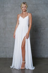Load image into Gallery viewer, La Merchandise LAA477 Simple Spaghetti Strap Chiffon Bridesmaids Dress - White 4 - LA Merchandise