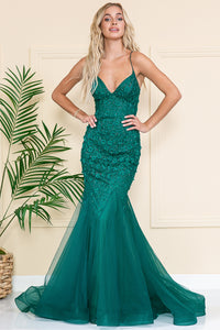 Wholesale Formal Dress Deep V-Neck Sleeveless Mermaid Gown by LAASU066
