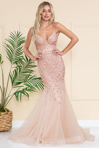 Wholesale Formal Dress Deep V-Neck Sleeveless Mermaid Gown by LAASU066