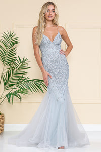 Wholesale Formal Dress Deep V-Neck Sleeveless Mermaid Gown by LAASU066
