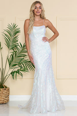 La Merchandise LAA6116 White Sexy Back Mermaid Wholesale Prom Dress