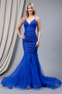 Wholesale Formal Dress Deep V-Neck Sleeveless Mermaid Gown by LAASU066