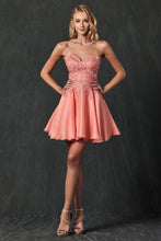 Load image into Gallery viewer, LA Merchandise LAT772 Strapless Sweetheart Embroidered Cocktail Dress - CORAL - Formal Dress Shops