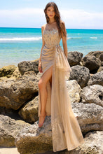 Load image into Gallery viewer, LA Merchandise LAA3010 Strapless Sheer Bodice Formal Gown with Slit
