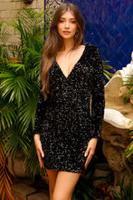 Load image into Gallery viewer, LA Merchandise LAABZ029S V-Neck Sequin Cocktail Dress
