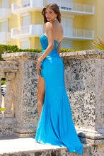 Load image into Gallery viewer, LA Merchandise LAA7031 Strapless High Slit Prom Glitter Jersey Dress