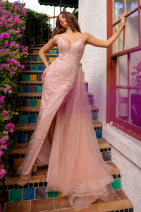 LA Merchandise LAATM1016 Detachable Overskirt Prom Evening Gown