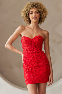 LA Merchandise LAA7053S Sweetheart Lace Embroidered Short Hoco Dress