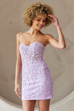 Load image into Gallery viewer, LA Merchandise LAA7053S Sweetheart Lace Embroidered Short Hoco Dress - LILAC - Dress LA Merchandise