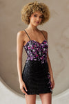 Load image into Gallery viewer, Wholesale Floral Sequin Corset Mini Dress with Lace-Up Back By LAA7054S