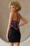 Load image into Gallery viewer, Wholesale Floral Sequin Corset Mini Dress with Lace-Up Back By LAA7054S