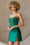 Load image into Gallery viewer, LA Merchandise LAA3021S Pointy Strapless Short Fitted Homecoming Dress - EMERALD GREEN - Dress LA Merchandise
