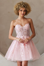 Load image into Gallery viewer, LA Merchandise LAABZ9024S Short Strapless Floral Hoco A-line Dress - BLUSH - Dress LA Merchandise