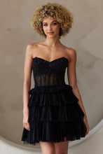 Load image into Gallery viewer, LA Merchandise LAABZ9999S Sweetheart Ruffle Layered Hoco Dress - BLACK - Dress LA Merchandise