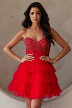 Load image into Gallery viewer, LA Merchandise LAABZ9999S Sweetheart Ruffle Layered Hoco Dress - RED - Dress LA Merchandise