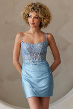 Load image into Gallery viewer, LA Merchandise LAATM1025S Lace Appliques Sleeveless Cocktail Dress - VINTAGE BLUE - Dress LA Merchandise