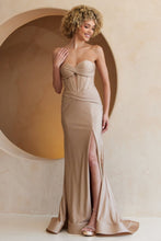 Load image into Gallery viewer, LA Merchandise LAAAG0110 Glitter Sweetheart High Slit Gala Gown - GOLD - Dress LA Merchandise