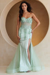 Load image into Gallery viewer, LA Merchandise LAA7051 Corset Mermaid Special Occasion Strapless Gown - SAGE - Dress LA Merchandise