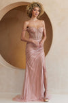 Load image into Gallery viewer, Wholesale Long Pageant Dress Off The Shoulder Prom Gown By LAATM1029 - ROSE GOLD - Dress LAA