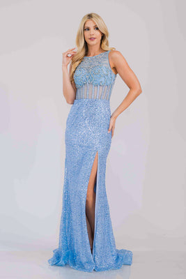 Wholesale Prom Dress Jewel Neck Embroidery Pageant Gown By LAAAG0111