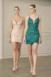 Load image into Gallery viewer, La Merchandise LAT870 Embroidered Sequin V-neck Short Homecoming Dress
