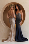 Load image into Gallery viewer, Elegant Rhinestone Embellished Mermaid Gown with Lace-Up Back – LAA3018 - - Dress LAA
