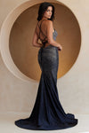 Load image into Gallery viewer, Elegant Rhinestone Embellished Mermaid Gown with Lace-Up Back – LAA3018 - - Dress LAA