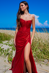 Load image into Gallery viewer, Wholesale Prom Dress Strapless Ruched Evening Gown By LAA9055