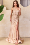 Load image into Gallery viewer, Wholesale Evening Dress Asymmetrical Beaded Ruched Gown By LAA3044 - CHAMPAGNE - LAA