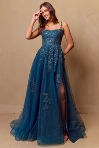 Wholesale Formal Dress Scoop Neck Embroidered Gala Gown By LAA4044