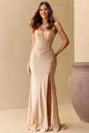 Load image into Gallery viewer, Wholesale Long Formal Dress Sweetheart Side Slit Prom Gown By LAA8040 - CHAMPAGNE - Dress LAA