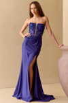 Load image into Gallery viewer, Wholesale Long Formal Dress Sweetheart Side Slit Prom Gown By LAA8040 - NAVY - Dress LAA
