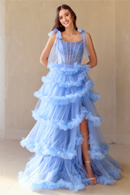Load image into Gallery viewer, Wholesale Pageant Dress Sleeveless Layered Ruffles Gown By LAA8900