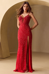 Load image into Gallery viewer, Wholesale Sequin Beaded Bodycon Gown with Corset Bodice &amp; Slit Evening Dress by LAAIN2004