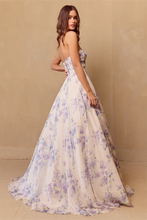 Load image into Gallery viewer, Wholesale Formal Dress Strapless Print Puff Sleeves Gown By LAASU084