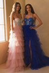 Load image into Gallery viewer, LAA4048 Wholesale Beaded Corset A-Line Gown Sweetheart Neckline Tiered Ruffle Tulle Prom Dress